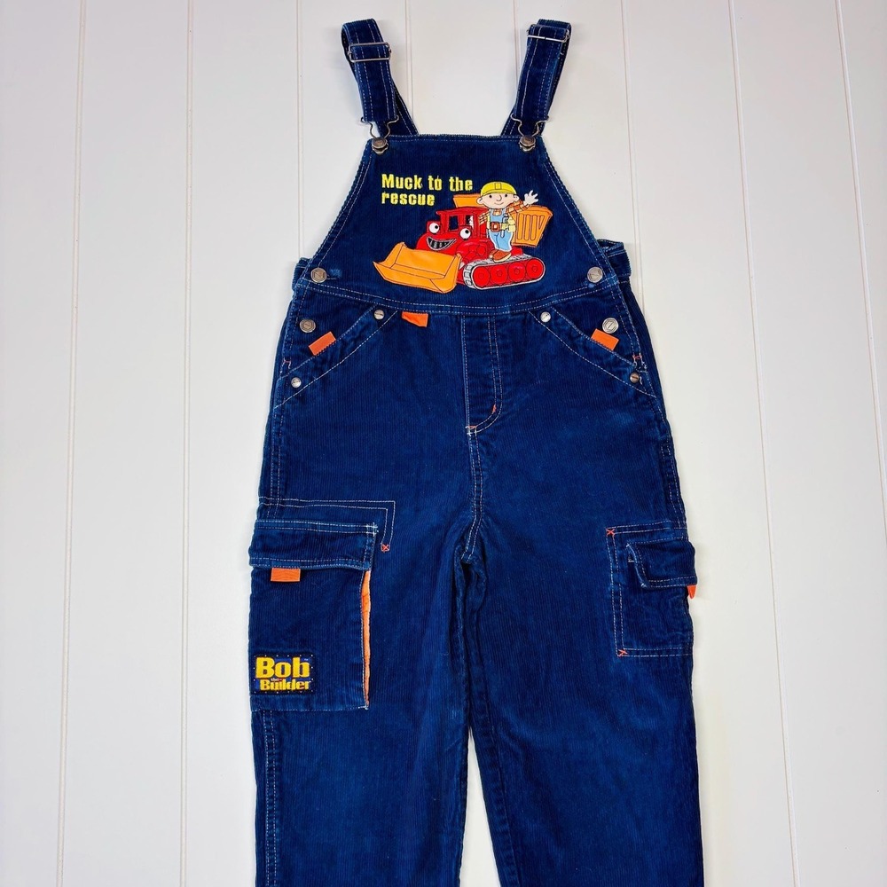 Vintage Bob the Builder Construction Navy Blue Overalls, Size Kids 7 - Picture 2 of 14